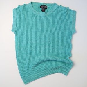 Vintage 80s Knit Short Sleeve Robins Egg Blue Sz S